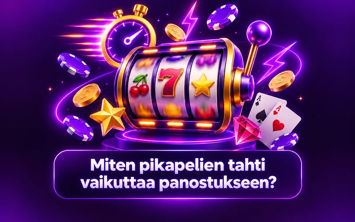 Pikapelin rullat, sekuntikello ja pelikortit kuvaavat nopeaa pelitahtia